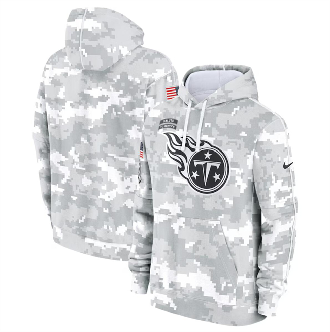 Youth White/Gray Tennessee Titans 2024 Salute To Service Pullover Hoodie